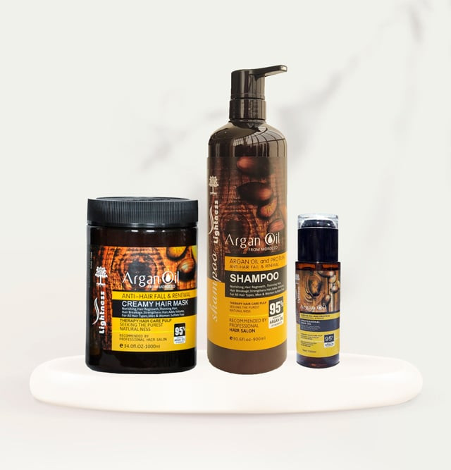 ست شامپو ماسک و روغن مو آرگان لایتنس Lightness اصلی